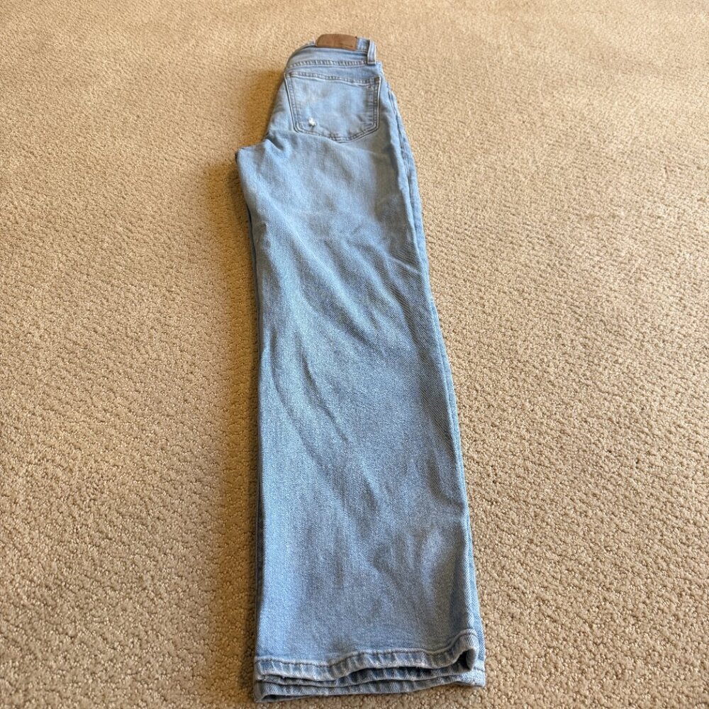 Madewell Jean Perfect Vintage Straight Light Wash Knee-Rip High Waist 24 #ND515 - Picture 9 of 16